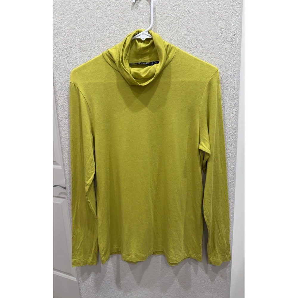Women's Gudrun Sjoden Chartreuse Yellow Long-sleeved Jersey Tneck Top Lyocel S